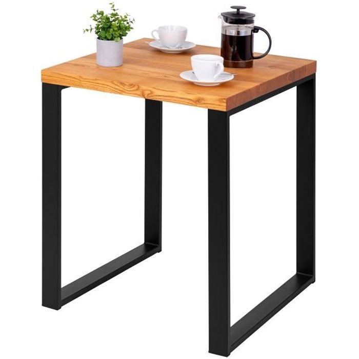 lamo manufaktur table haute de cuisine - mange debout - table de bar - 60x60x76 cm - noir - modèle modern - frêne foncé
