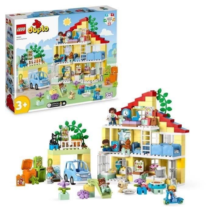 LEGO® DUPLO Ma Ville 10994 La Maison Familiale 3-en-1, Jouet Maison de Poupée avec Voiture