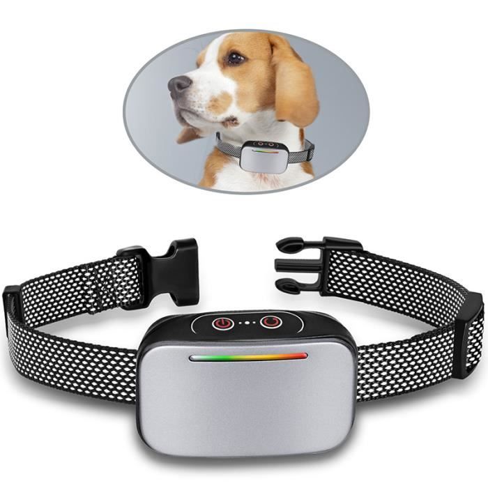 Comparer les prix de Collier Anti Aboiement Chien,Rechargeable Collier de Dressage   Sécurité pour Chien,Collier Anti- aboiement Étanche IP67-Argent