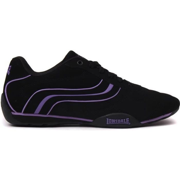 Baskets Basses Lonsdale Camden Femme Noir Violet Cuir Lacets Haute Qualite Noir violet Cdiscount Sport