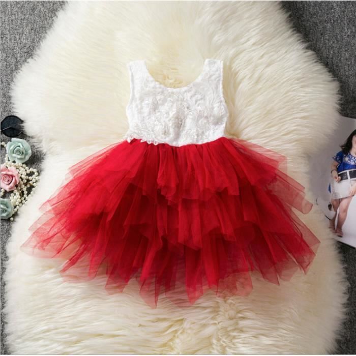 Filles Party Robes Robe Dentelle Gateau Robes De Mariage D Anniversaire Enfants Princesse Partie Robe 6er Anniversaire D Ete Ruouge Cdiscount Pret A Porter