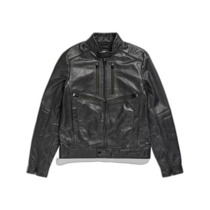 G Star RAW Veste en cuir de motard Homme Noir Noir