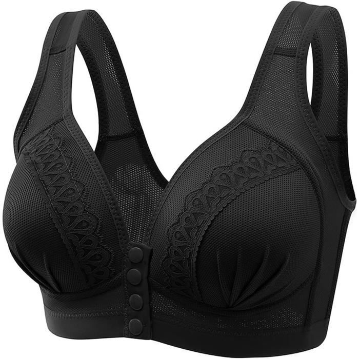 SOUTIEN GORGE Soutien Gorge sans Grande Attache Devant Brassiere Dentelle Imprime FloralCouleur Unie Sexy Respirant Gris Noir Gris noir Cdiscount Pret a Porter