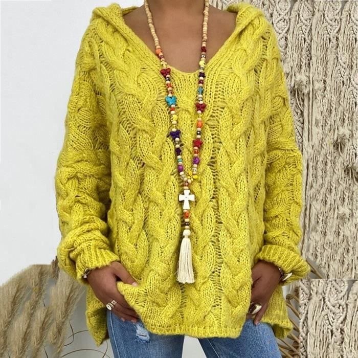 Pull décontracté col en V couleur unie
