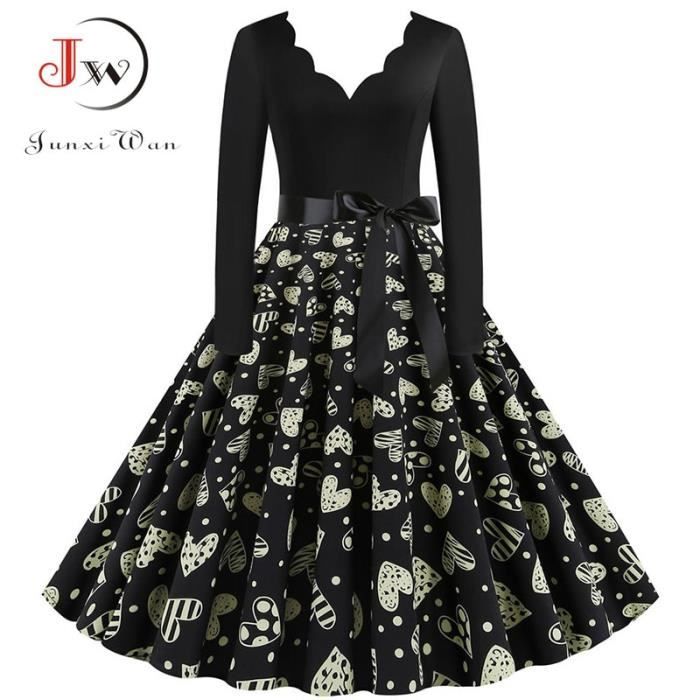 Robe Nouveau femmes a manches longues Vintage a pois robe Pin Up gothique hiver nouvel an fete robes de grande Type 1412 018 Blanc Cdiscount Pret a Porter