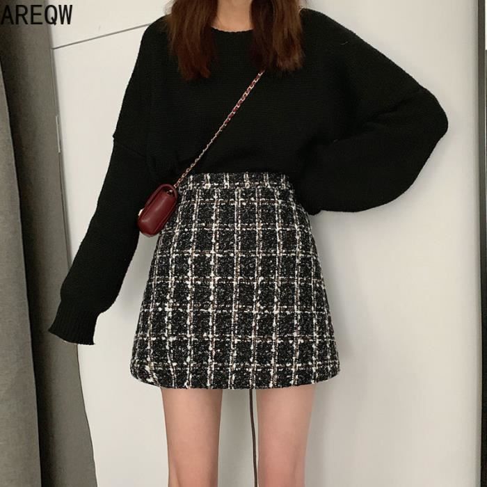 Jupe Jupe en Tweed pour femmes nouveau Style cor en automne et