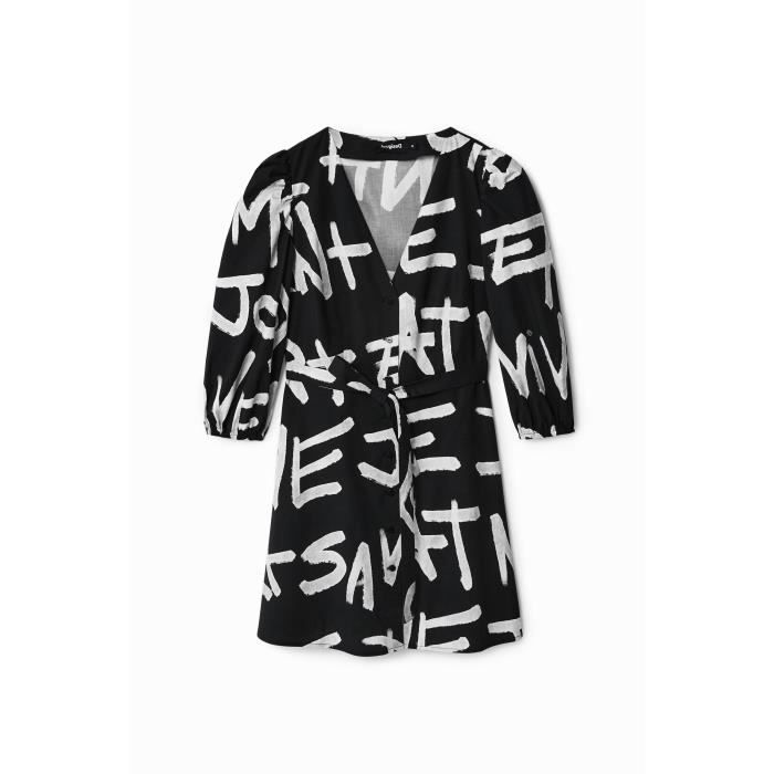 Robe Femme Desigual Noire - Taille S - Manches 3/4 - Microfibre - Neuf Avec étiquettes