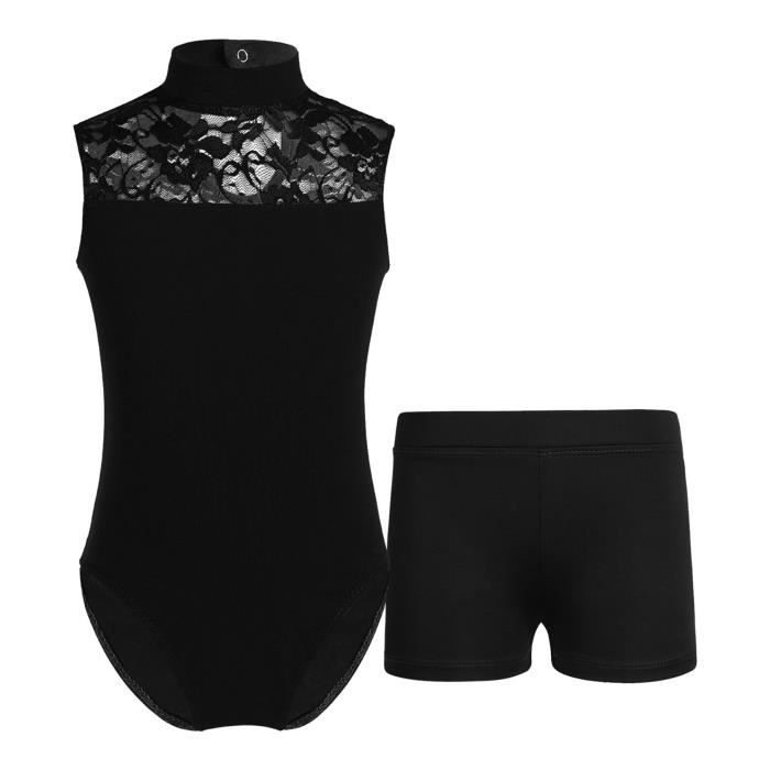 YONGHS Enfant Fille Justaucorps Danse Classique Ballet Gym Dentelle avec Short Costume Dancewear 5 14 Ans Cdiscount Sport
