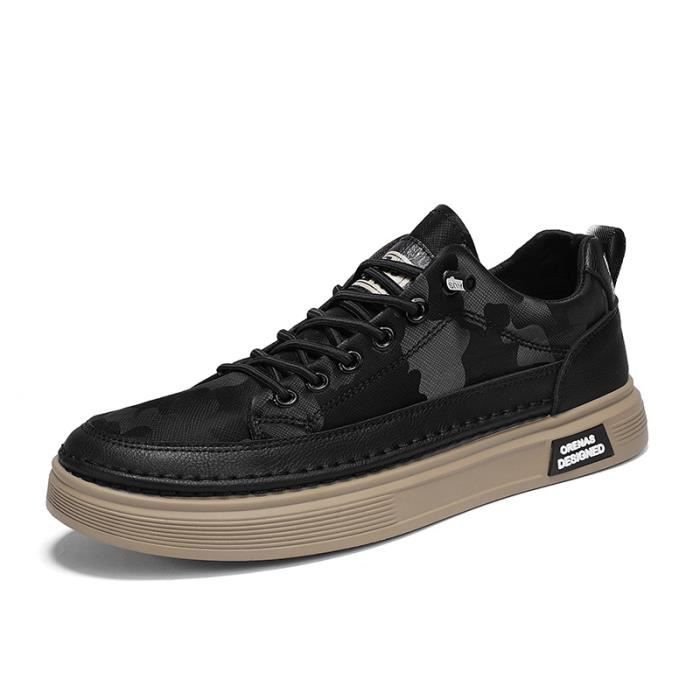 INSFITY Baskets Homme - INSFITY - Similicuir - Plat - Casual - Noir