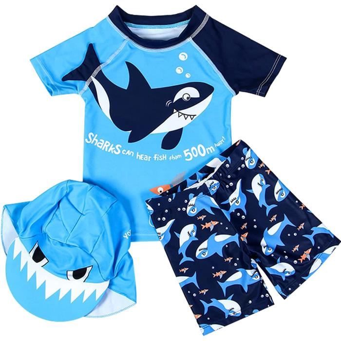 Freebily Maillot de Bain pour Garçon Requin Maillot de Plage Deux