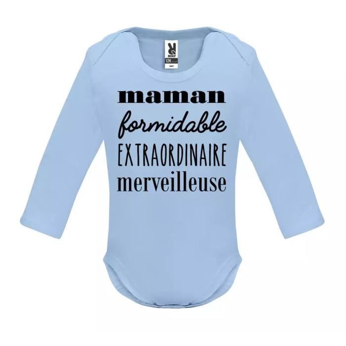 Body b b Manche Longue B b Gar on Bleu MAMAN FORMIDABLE
