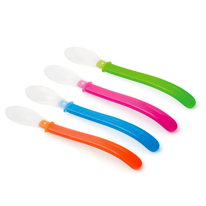 Mill O Bebe Lot De 4 Cuilleres Avec Embout Souple Coloris Panaches Cdiscount Puericulture Eveil Bebe