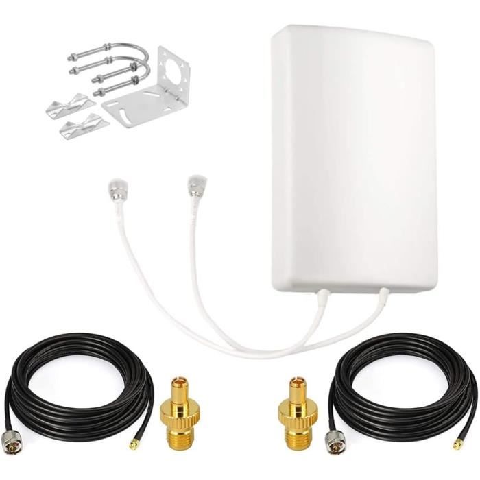 Antenne 5G/4G Extérieure Directionnelle - 14dBi MIMO - Dual Polarisation - Câble 10m - Compatible Routeurs
