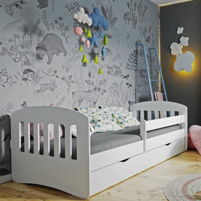 YappyLux Lit enfant blanc avec barrière de protection, lit enfant, meuble  enfant -  France