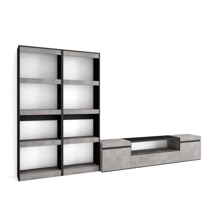 Ensemble Meuble TV Meuble Salon Complet 320x35x186cm Pour les TV jusquà 80 Ciment RF2605 Ensemble Meuble TV Meuble Salon Complet 320x35x186cm Pour les TV jusquà 80 Ciment RF2605