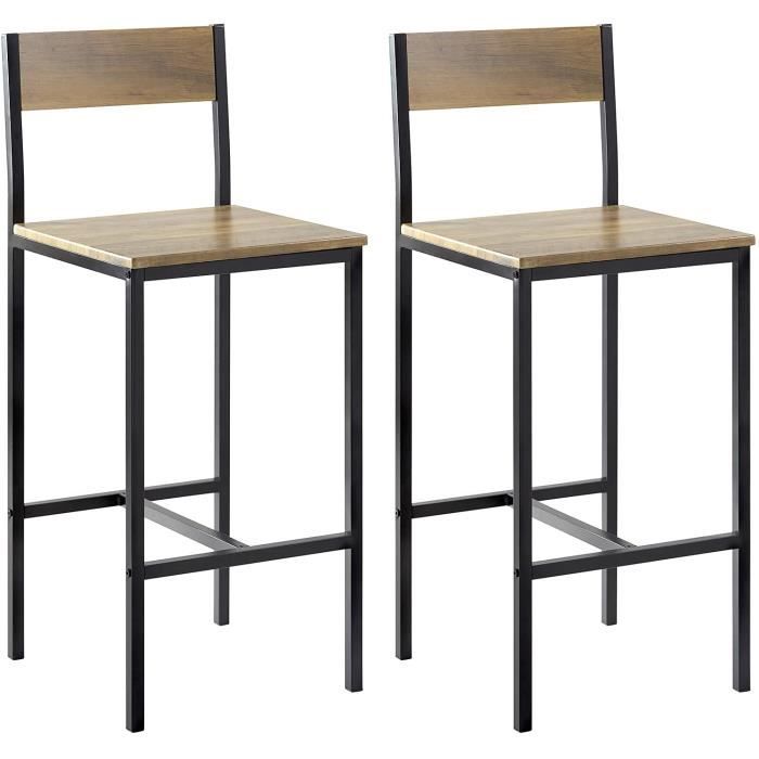 sobuy® fst53-xlx2 lot de 2 chaises tabourets de bar cuisine chaises de bar, avec repose-pieds