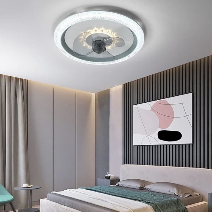 Ventilateur Plafond Qiaomao Avec Lumière LED - 6 Anneaux Dimmables, 6 Vitesses, Télécommande/APP, Minuterie, Noir
