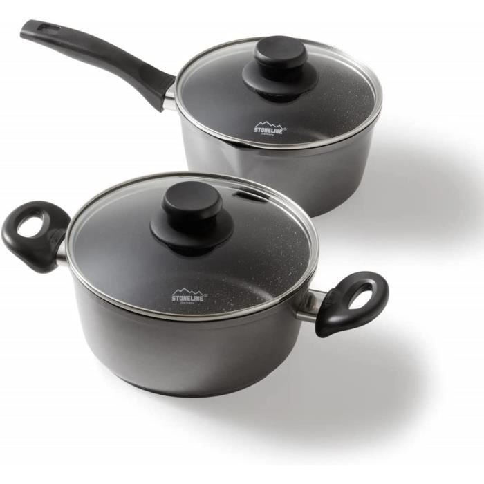 Kitchencraft Set 5 Pièces Casseroles Induction Antiadhésives Avec Poignée Amovible Et Couvercle