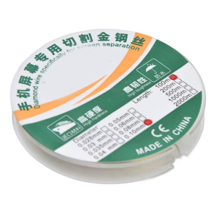 Fil De Coupe Molybdène 0.08mm X 100m - Outil Réparation Écran LCD, Séparation Verre
