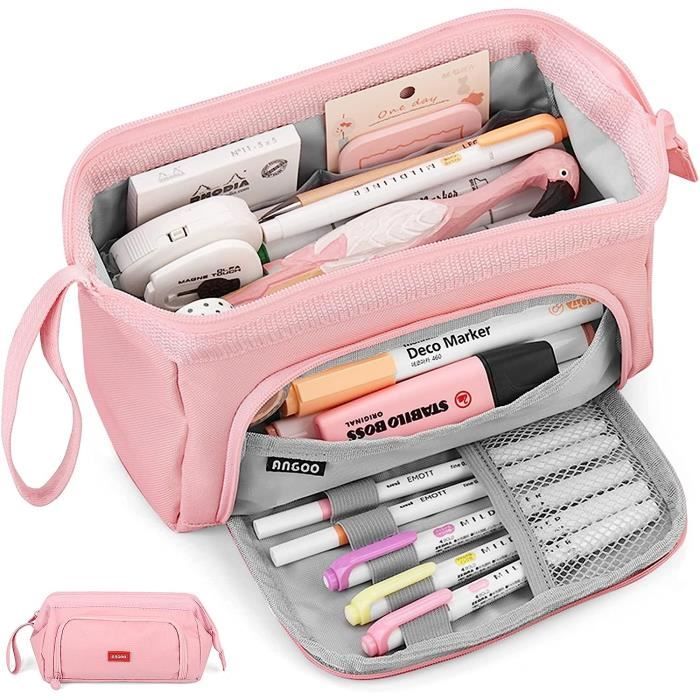 Omnpak Trousse à Crayons Double Ouverture Grande Capacité - Robuste Et Organisée - Vert