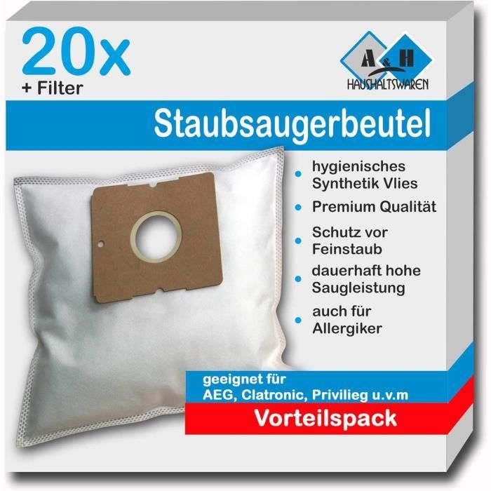Lot De 20 Sacs Pour Aspirateur Trisa Clean Master 9430 - Compatible Multi-Marques
