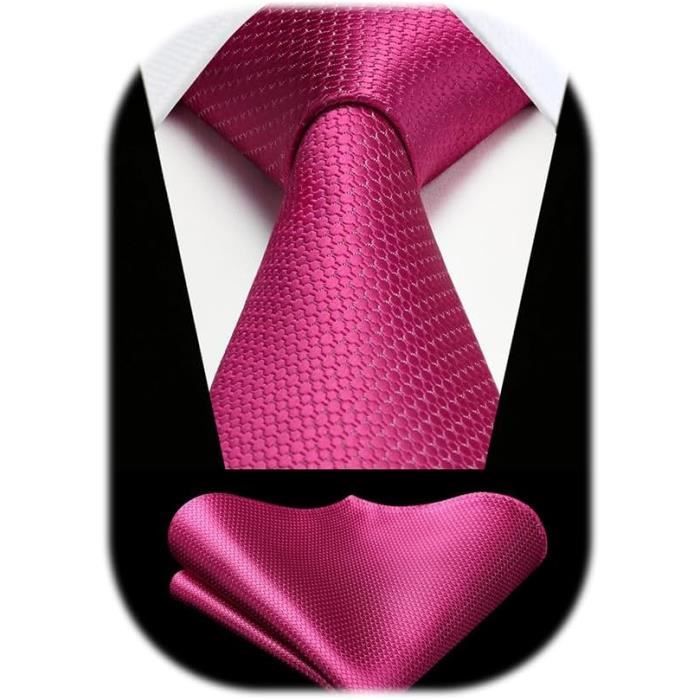 Set Cravate Et Mouchoir De Poche Homme FAIMO - Cravate Unie 150 Cm, Mouchoir 31x31 Cm, Microfibre
