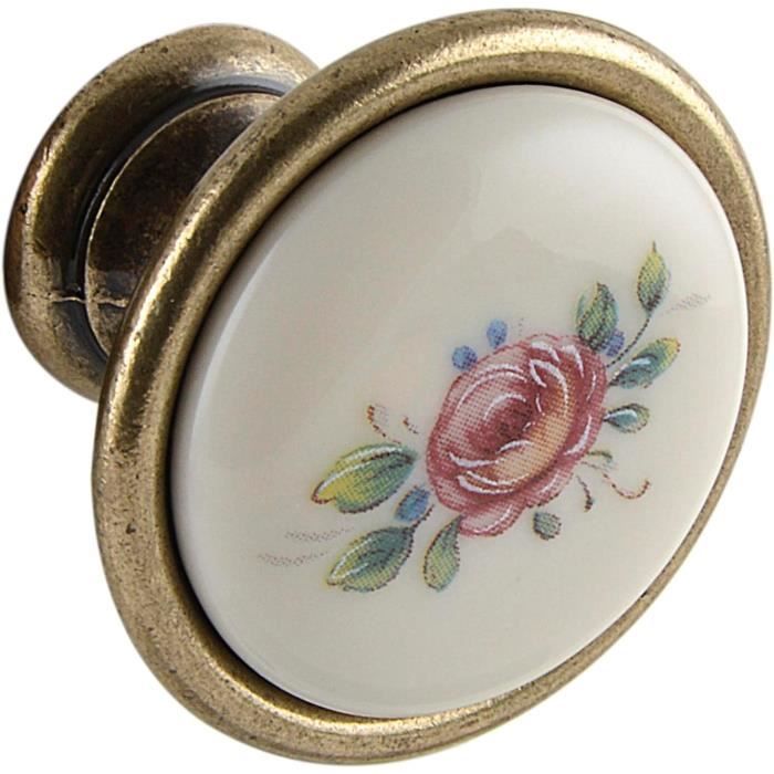 Bouton De Meuble Rose Ø 34 Mm – Poignée En Porcelaine Style Maison De ...
