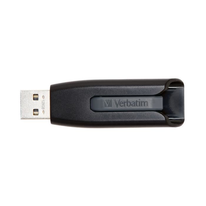 Verbatim V3, 128 Go, 3.0 (3.1 Gen 1), Connecteur USB Type-A, 80 Mo-s, Slide, Noir