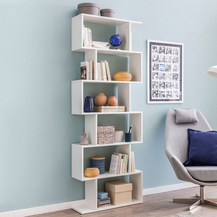 WOHNLING bibliothèque WOHNLING étagère étagère classeur étagère en bois blanc 6 compartiments grand WOHNLING bibliothèque WOHNLING étagère étagère classeur étagère en bois blanc 6 compartiments grand