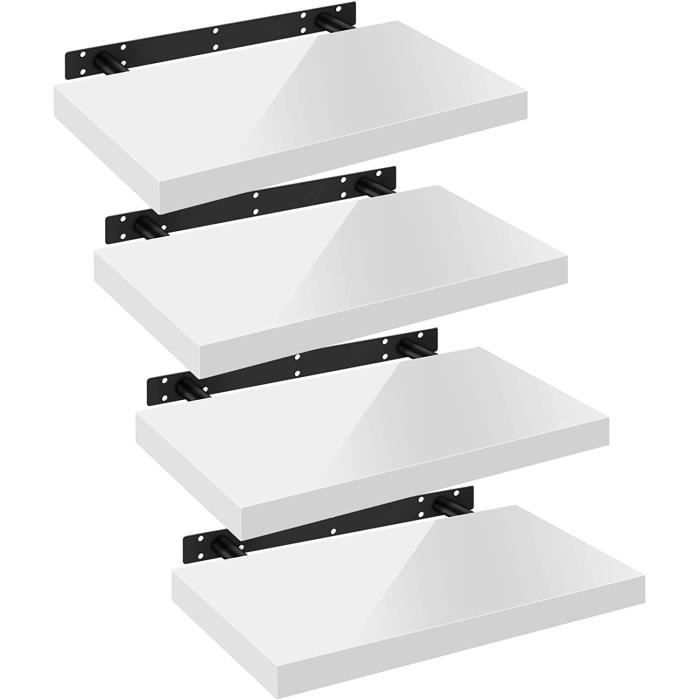 WOLTU Lot de 4 Étagère MuraleTablette MuraleÉtagère à LivresPanneau de Bois40x229x38cmBlancRG9476ws-4