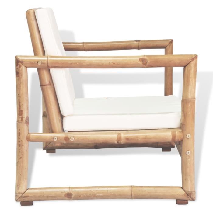 fhe - mobilier de jardin - chaises de jardin 2 pcs avec coussins et oreillers bambou - dx3055