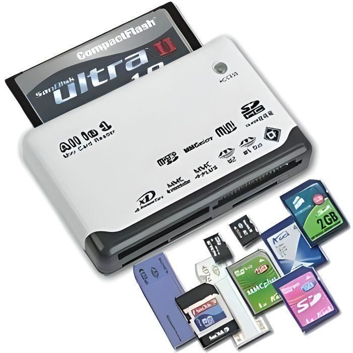 Lecteur de cartes mémoires tout en un : USB 2.0 Mini SD, MMC Mobile, SDHC, M2, TF, XD, CF Di49500