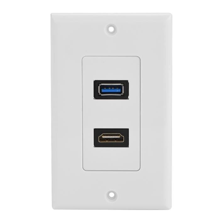 Prise De Panneau Mural HDMI USB3.0 Deux-en-un Multimédia Intégré Audio Vidéo Socket--GL