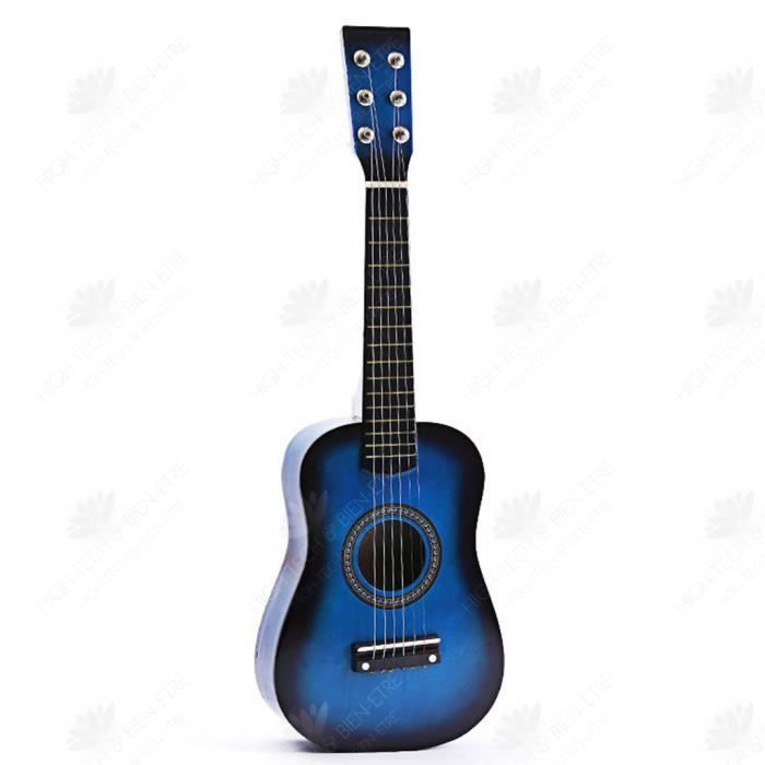 Guitare acoustique folk 57 cm 4 cordes enfant jouet bleu pas cher