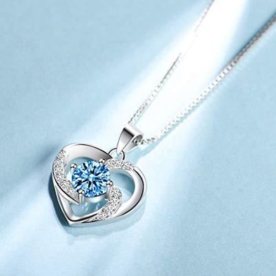 Parure De Bijoux Coeur Argent Sterling 925 Plaqué Or Blanc Avec Collier Parure De Bijoux Coeur Argent Sterling 925 Plaqué Or Blanc Avec Collier