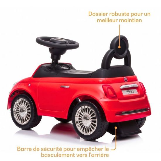 Porteur Enfant Fiat 500 - Voiture Bébé Licence Officielle 1 à 3 ans - Blanc - Klaxon & Coffre - Aide à la Marche - Jeux - Jouets