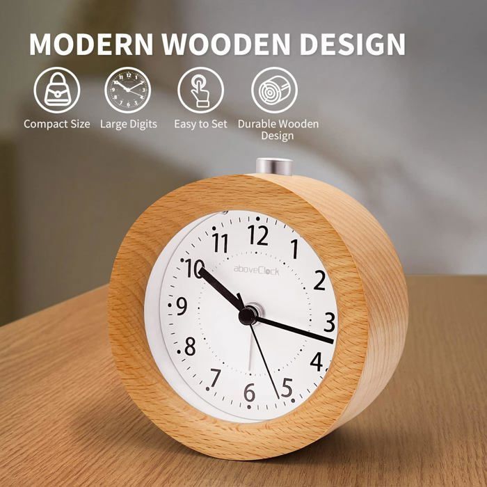 Horloge De Bureau Rétro Rouge Sans Tic-tac - Mouvement à Quartz Silencieux, Alimentation Pile AA