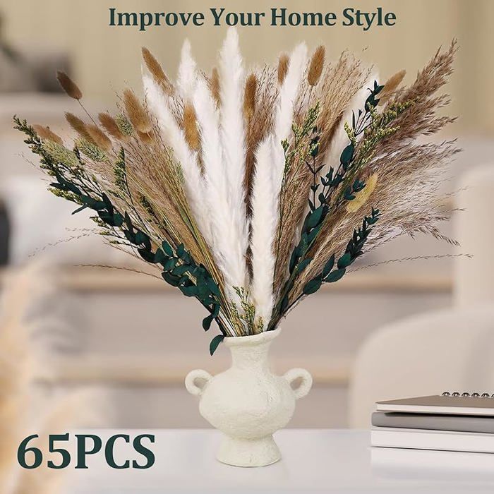 65PCS Pampa Fleurs Sches, Pampa Sches Naturelle Dcoration, Bouquet de ...