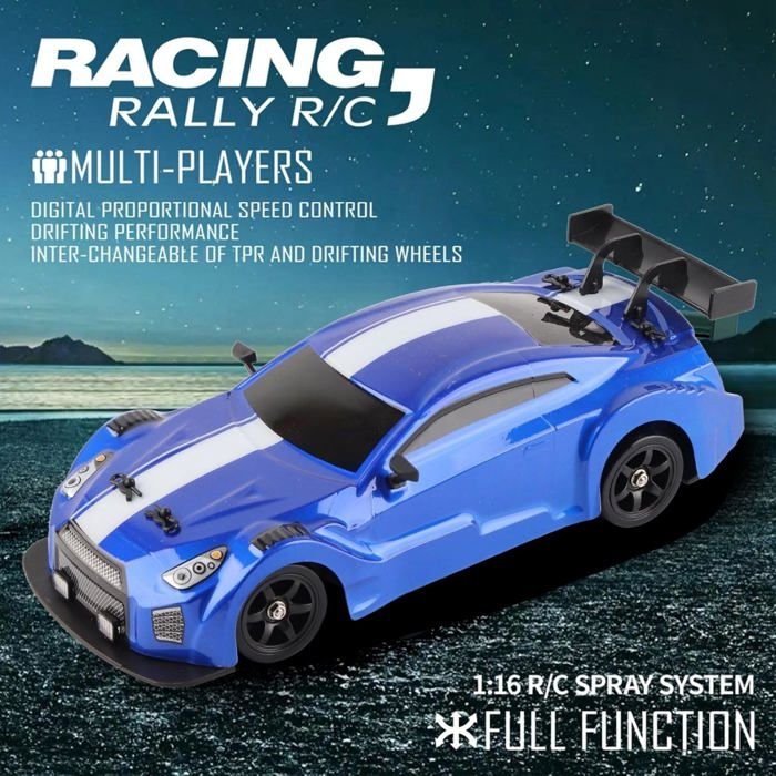 BuzzoXerex Drift RC 1:20 – Voiture Télécommandée 4WD 2.4 GHz Avec LED Sous-caisse – Double Batterie 50 Min – Pneus Drift Interchangeables – Cadeau Dès 8 Ans (Bleu)