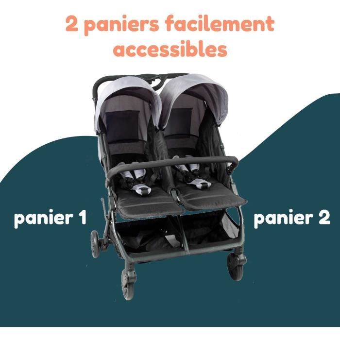 BAMBISOL Combiné poussette double + Gr0+ naissance pour jumeaux – Bambisol  Puériculture