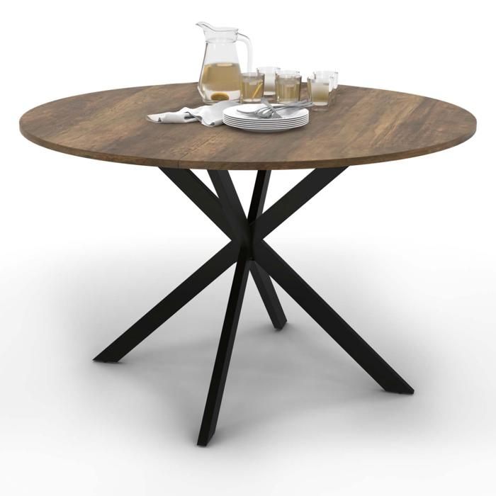 IDMarket - Table à Manger Ronde Dalia 4 Personnes Pieds Tulipe Bois Et Noir 100 Cm - Design Rétro Convivial