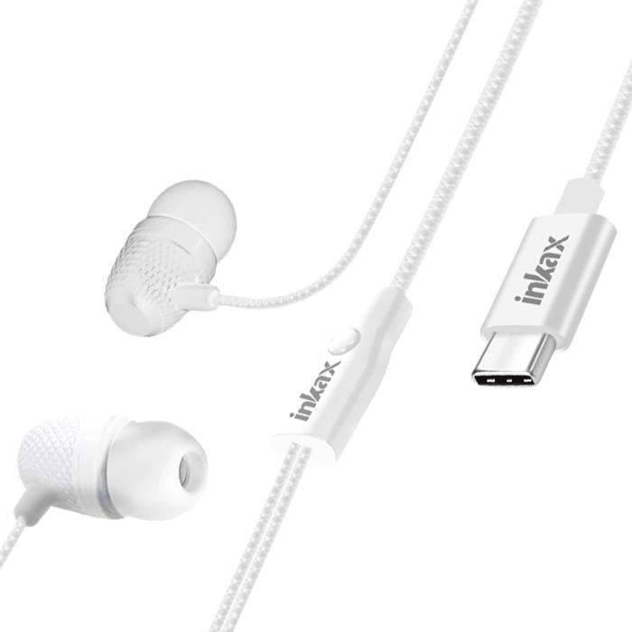 Ecouteurs Hometech Ecouteur interface usb-c / type-c écouteurs basse  dynamique et micro (blanc)