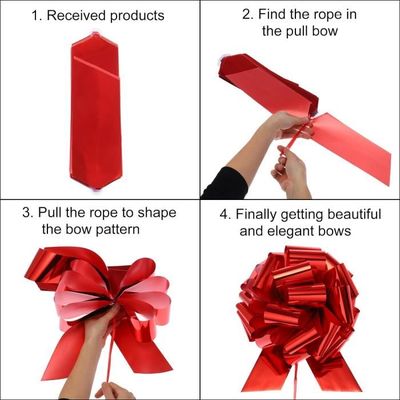 Lot De 5 Nœuds à Tirer Ruban Rose - Grands Noeuds Décoratifs Pour Cadeaux Et Mariages