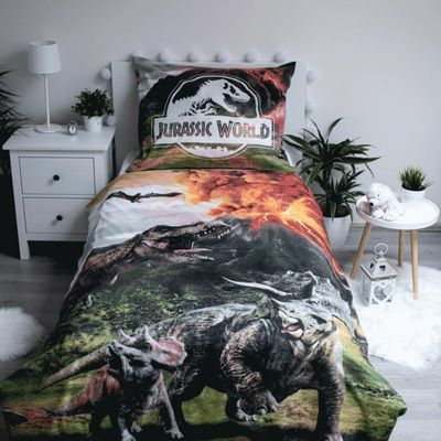 Parure De Lit Jurassic World Encounter 140x200 Cm - Housse De Couette Enfant Réversible 100% Coton Oeko-TEX