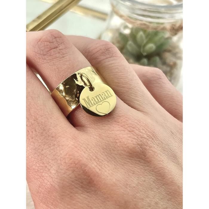 Bague Breloque Gravure Personnalisable Ajustable En Acier