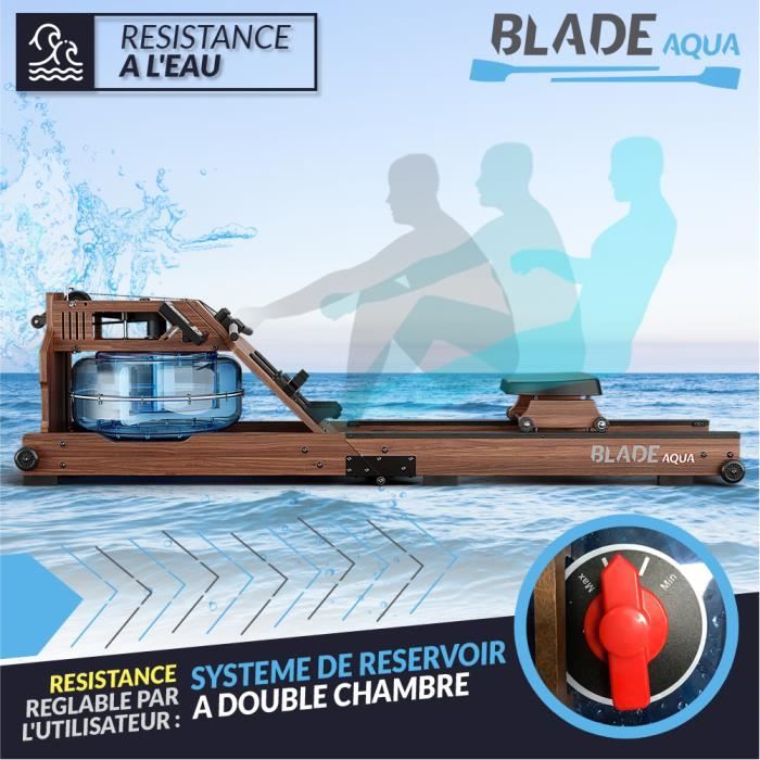 Rameur à Eau Bluefin Blade Aqua M-1 - Technologie Hydroélectrique, écran LCD, Compatible Kinomap - Entraînement Complet à La Maison
