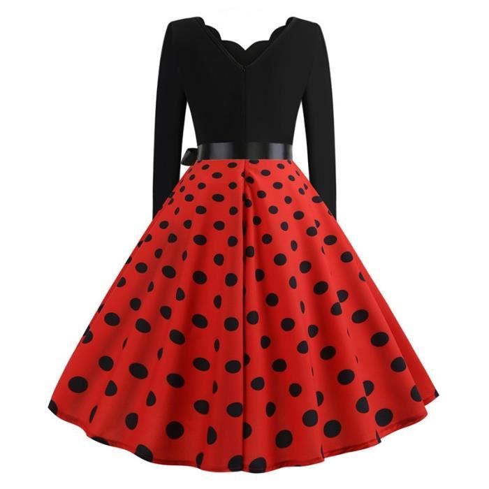 Robe Nouveau femmes a manches longues Vintage a pois robe Pin Up gothique hiver nouvel an fete robes de grande Type 1412 018 Blanc Cdiscount Pret a Porter