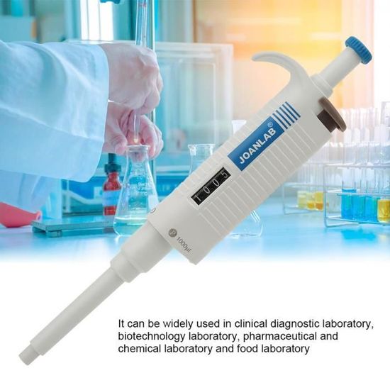 Qinlorgo Pipette réglable Pipette Micropipette Haute précision P1000 Manuel Monocanal Réglable Laboratoire Stérilisable Micro Pipette Pipette 100-1000μl 