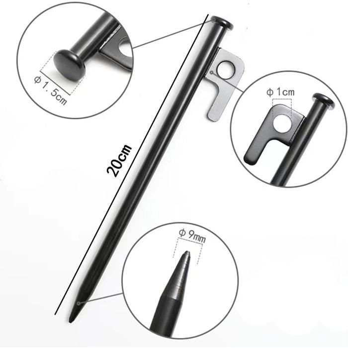 Piquets De Camping De 30 Cm Avec Crochets - Lot De 8 Pièces