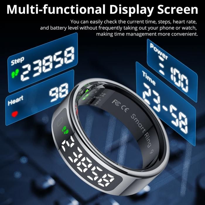 Bague Connectée Wizvox 2025 – Suivi Cardiaque, SpO2, Sommeil Et Pas, IPX8, Sans Abonnement !